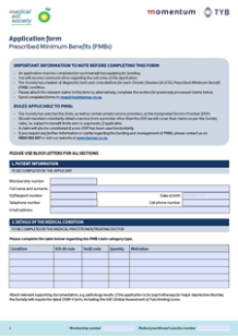 Application for out-of-hospital treatment of a prescribed minimum benefit (PMB) condition